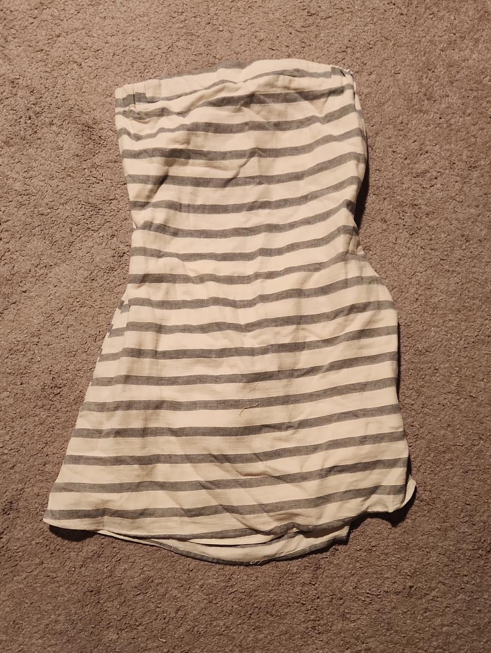 Listicle Strapless Gray & White Striped Summer Dress